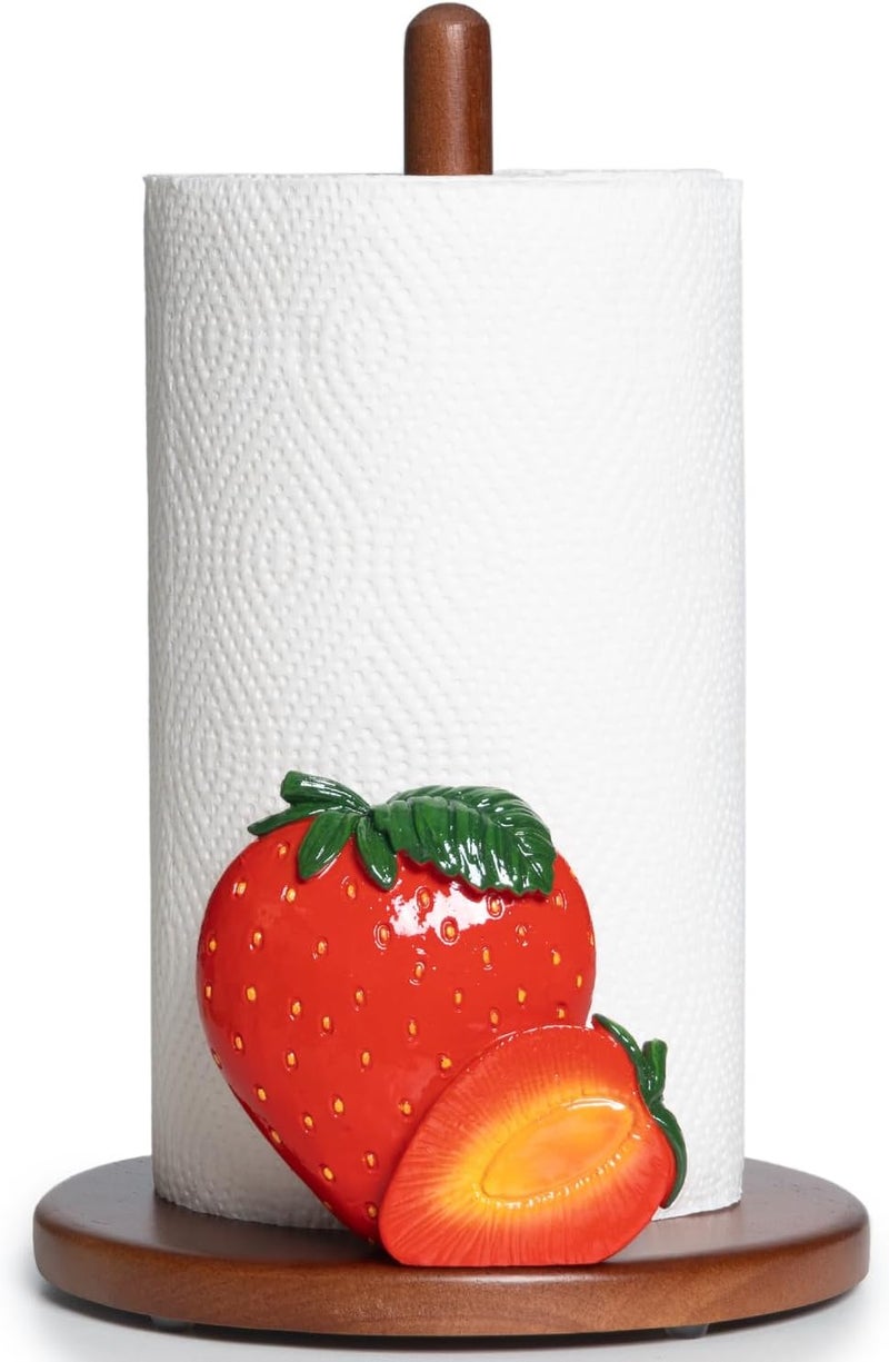 YLOVAN Strawberry Paper Towel Holder - Strawberr Kitchen Decor Accessories Cute Kitchen Decorations Gifts for Women Decorative Paper Towels Holder Stand Country Rustic Farmhouse Decor Counter House Vintage - Image 1